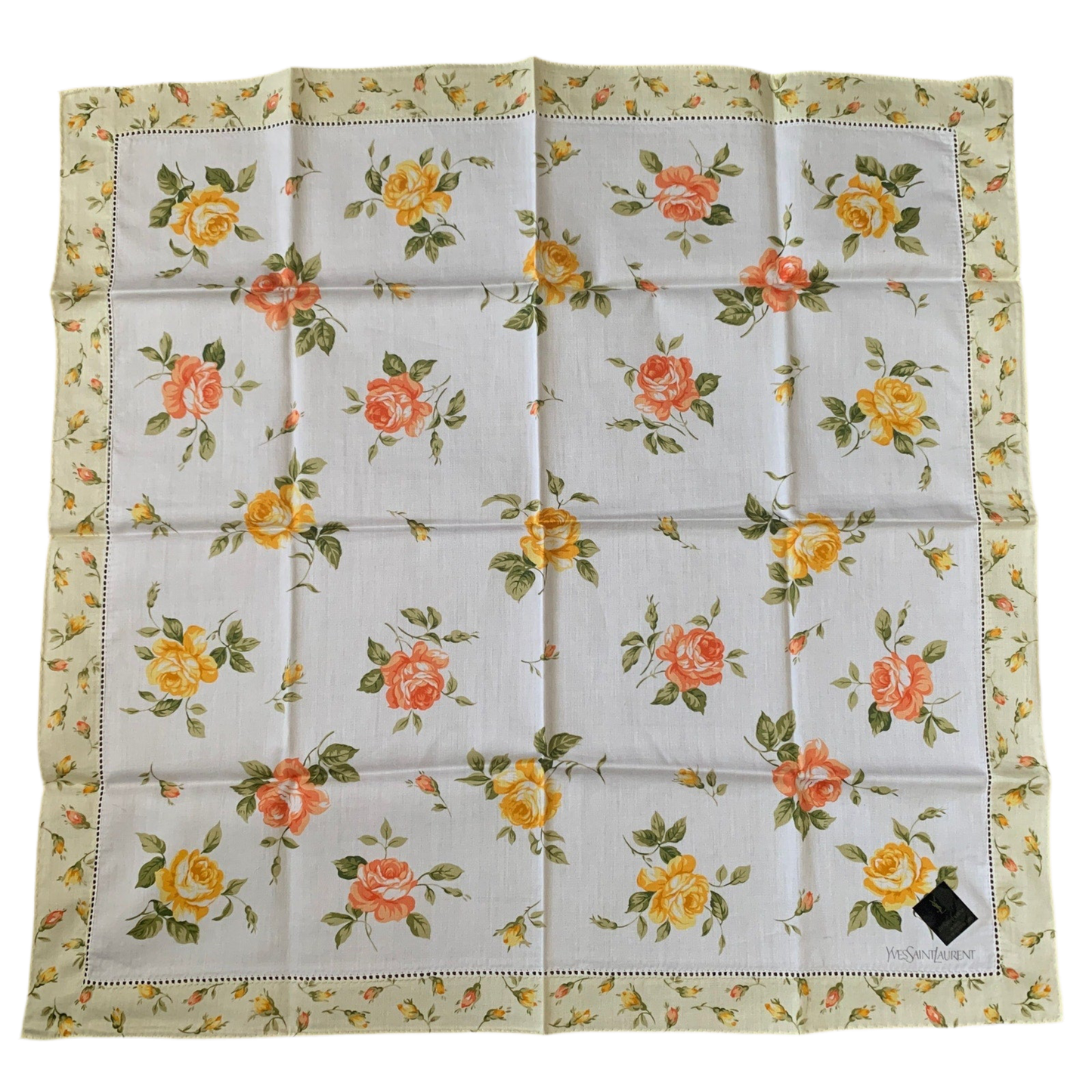YSL Yves Saint Laurent NWT unused flower cotton handkerchief foulard scarf