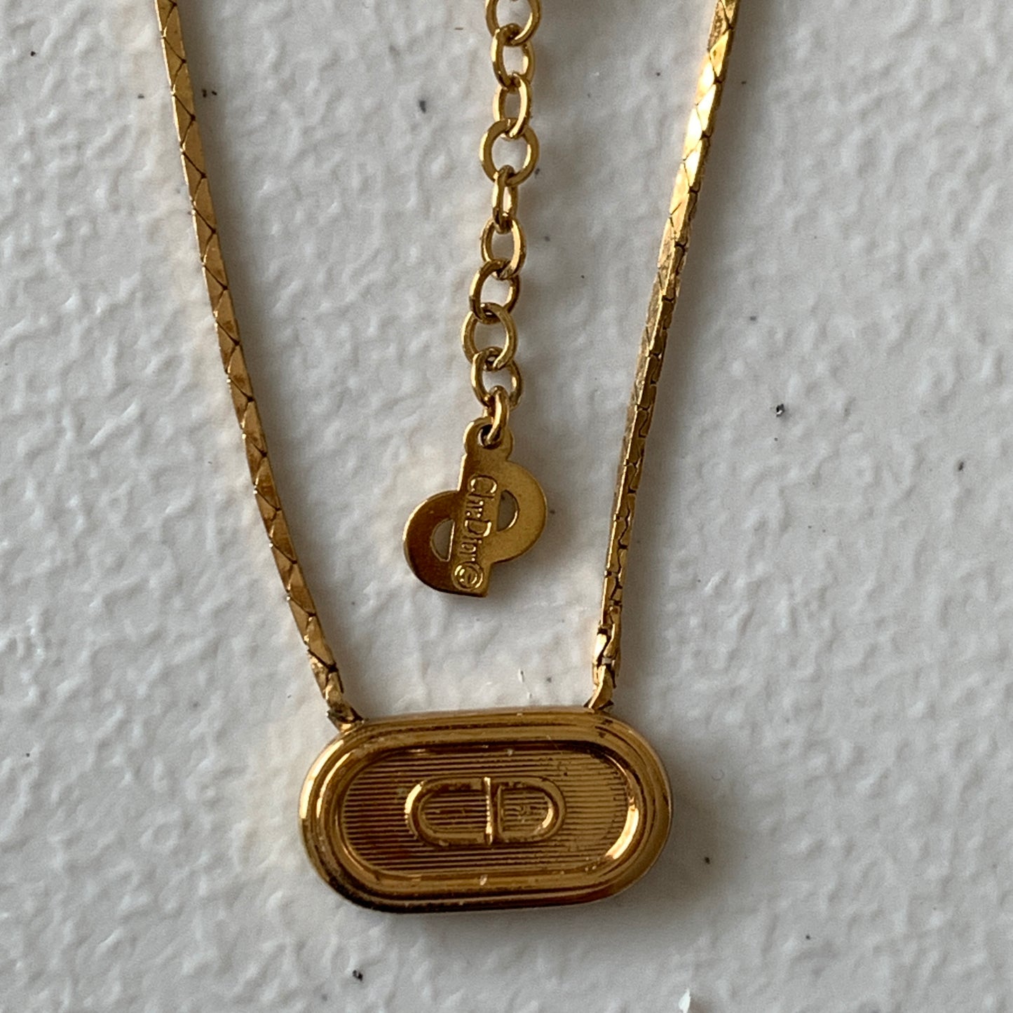 Dior CD letter gold plated adjustable necklace Authentic with COA