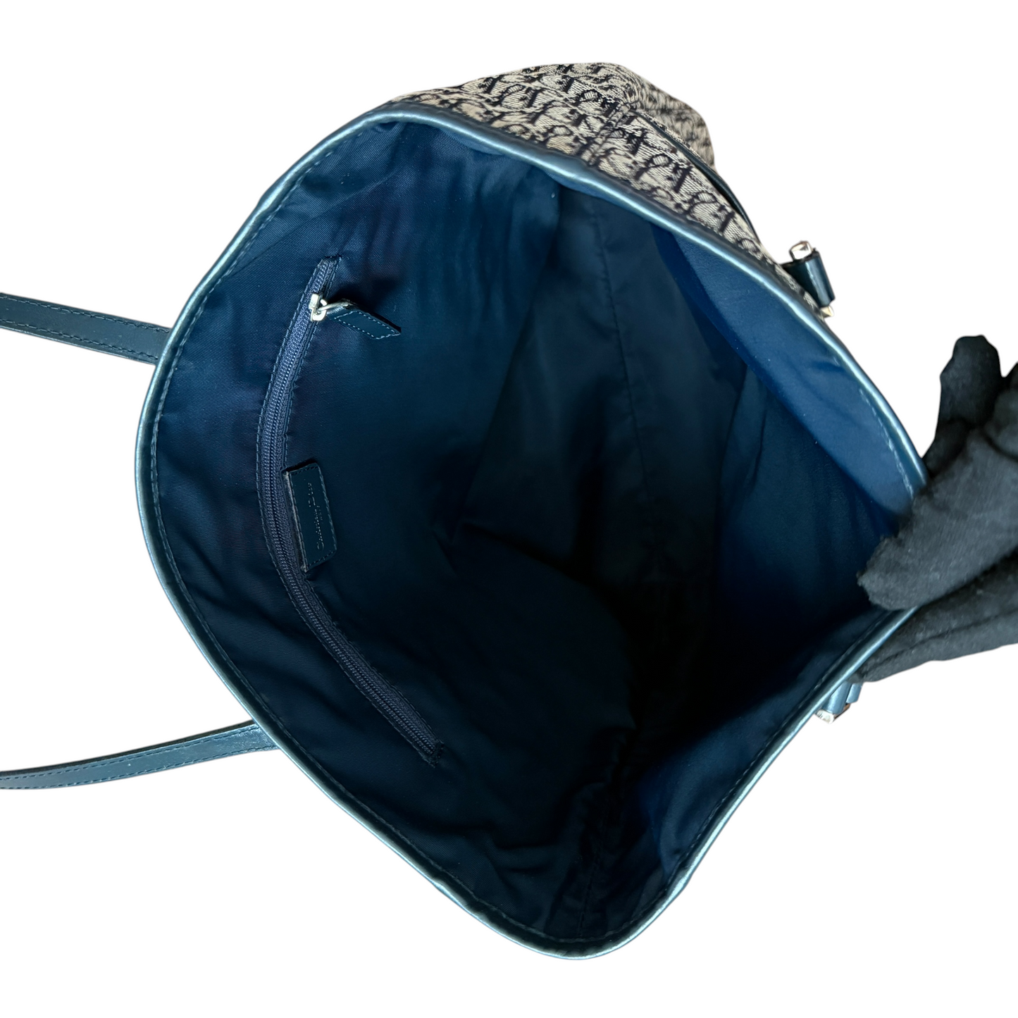 Dior blue oblique trotter tote bag authentic with COA 11x12x5