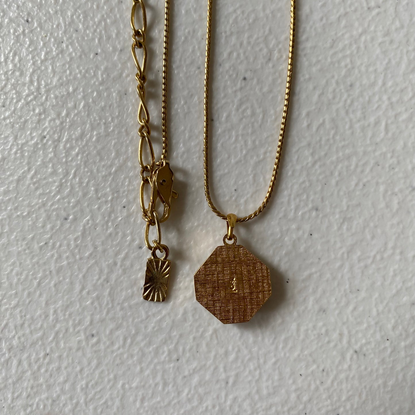 Yves Saint Laurent YSL logo pendant adjustable gold plated necklace Authentic with COA