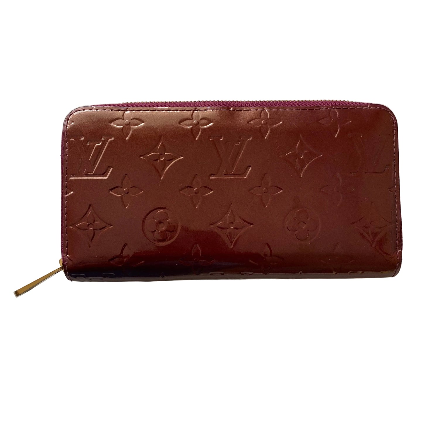 Louis Vuitton burgundy vernis monogram zippy wallet CA2038 Authentic with coa