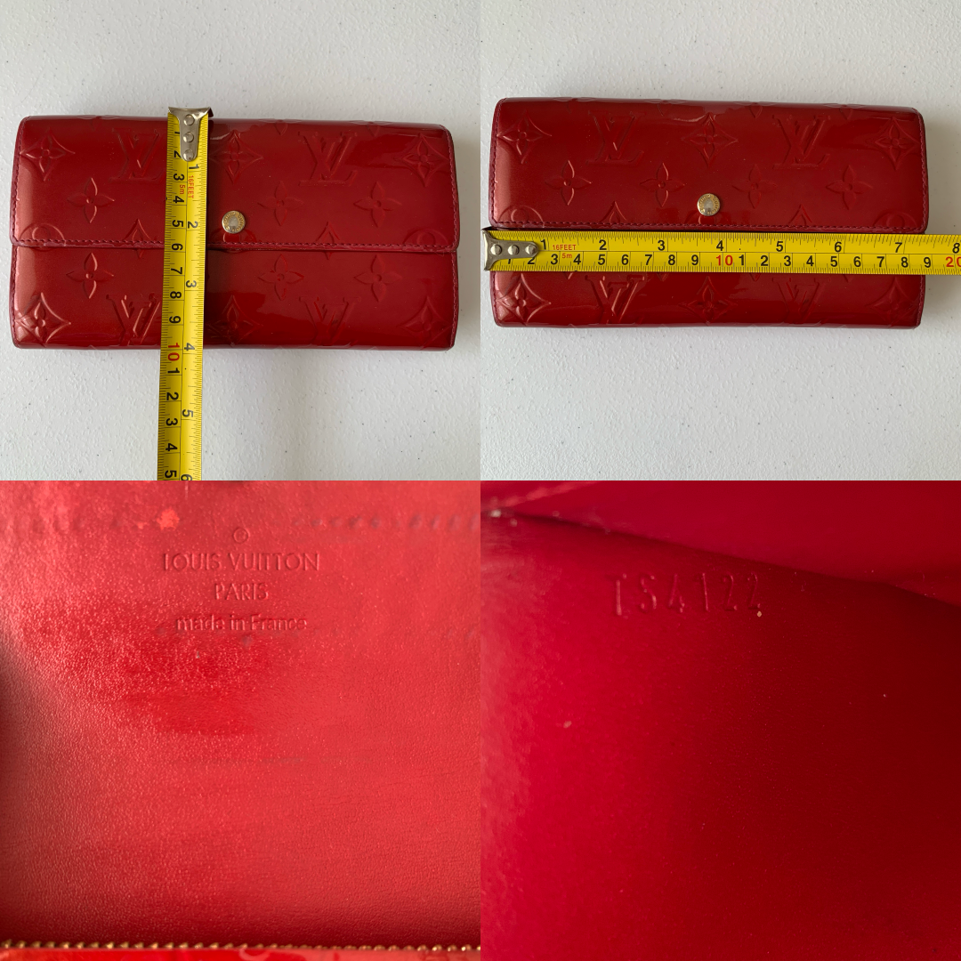 Louis Vuitton monogram Red Vernis patent leather Wallet ts4122 authentic with