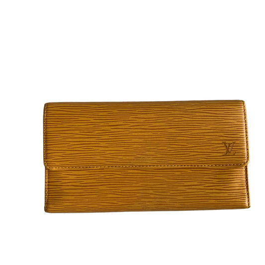 Louis Vuitton yellow epi leather long wallet authentic with COA CA0959