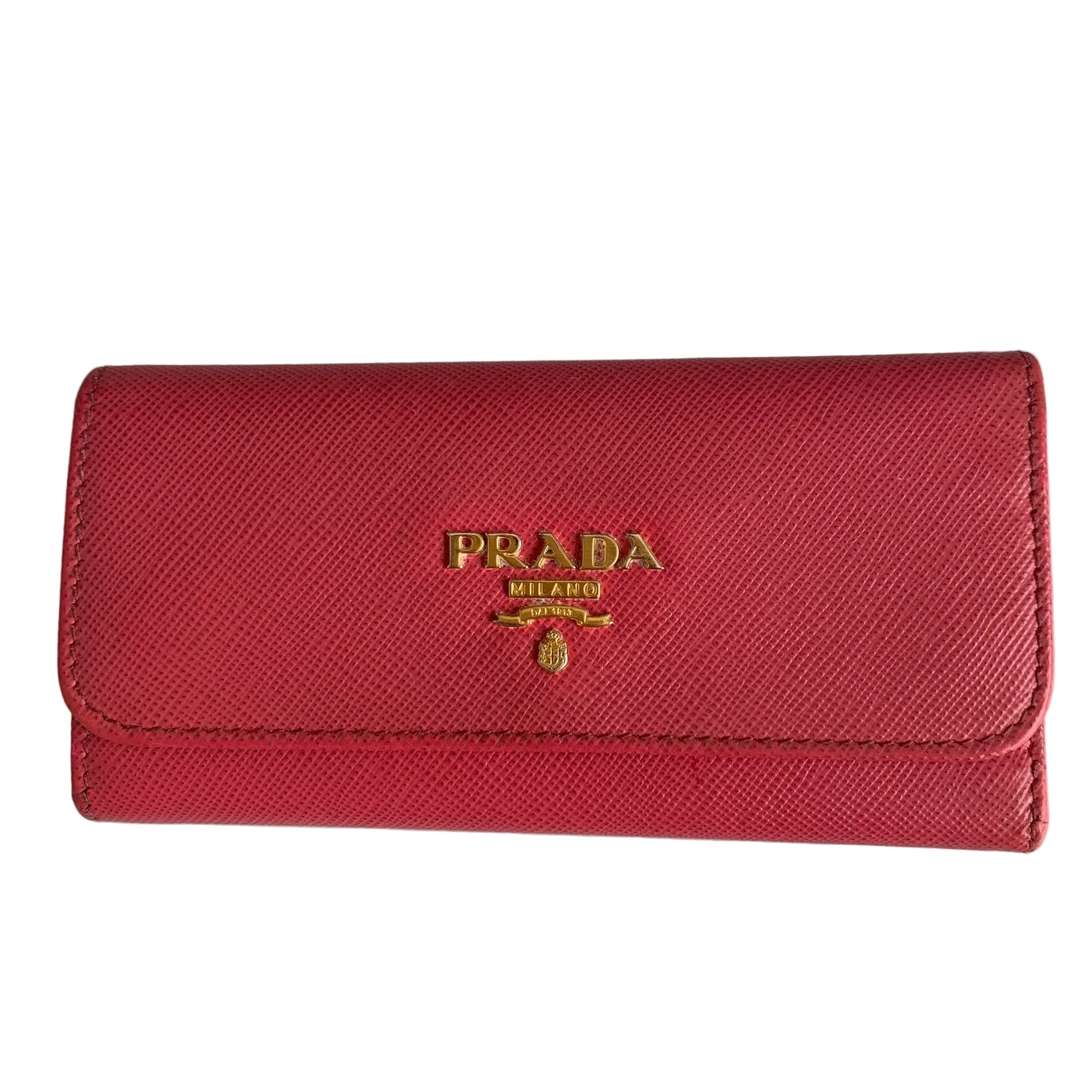 Prada saffiano leather Pink 6 key holder Authentic with COA