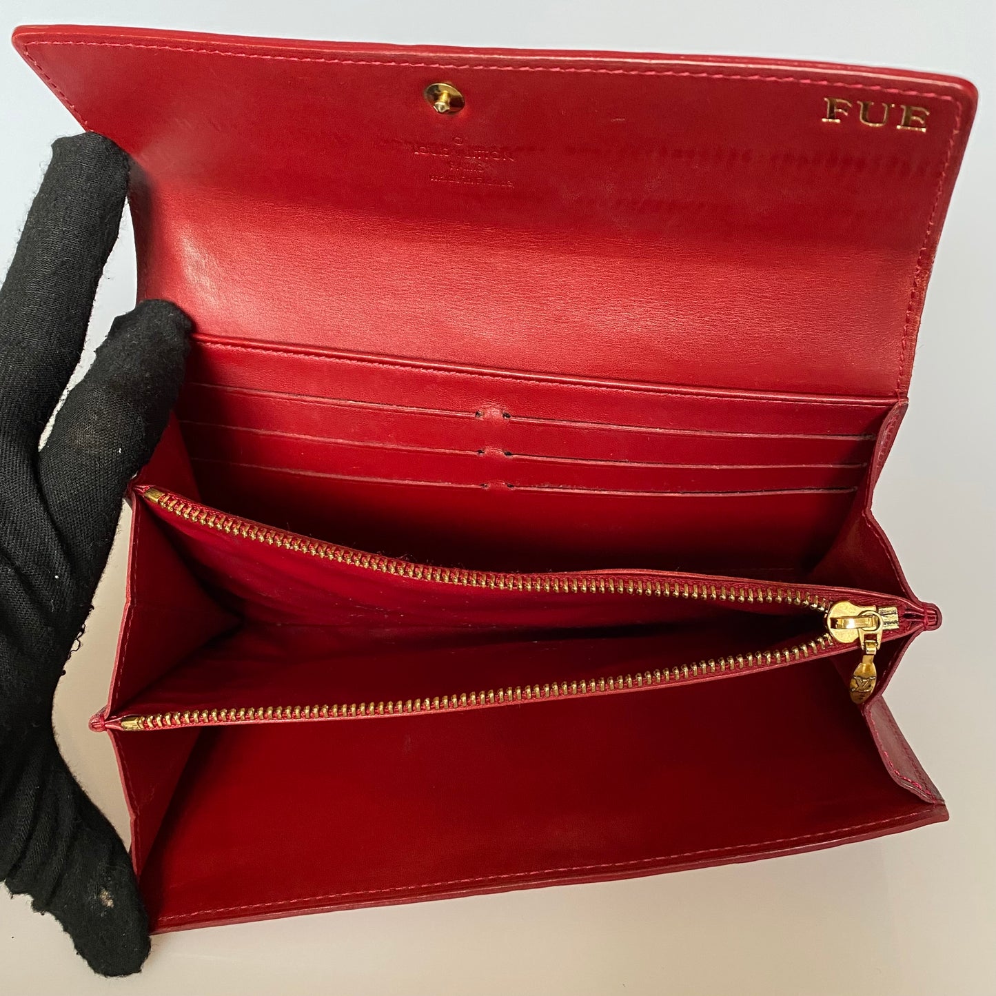 Louis Vuitton monogram red Vernis long wallet TS2770 Authentic with COA