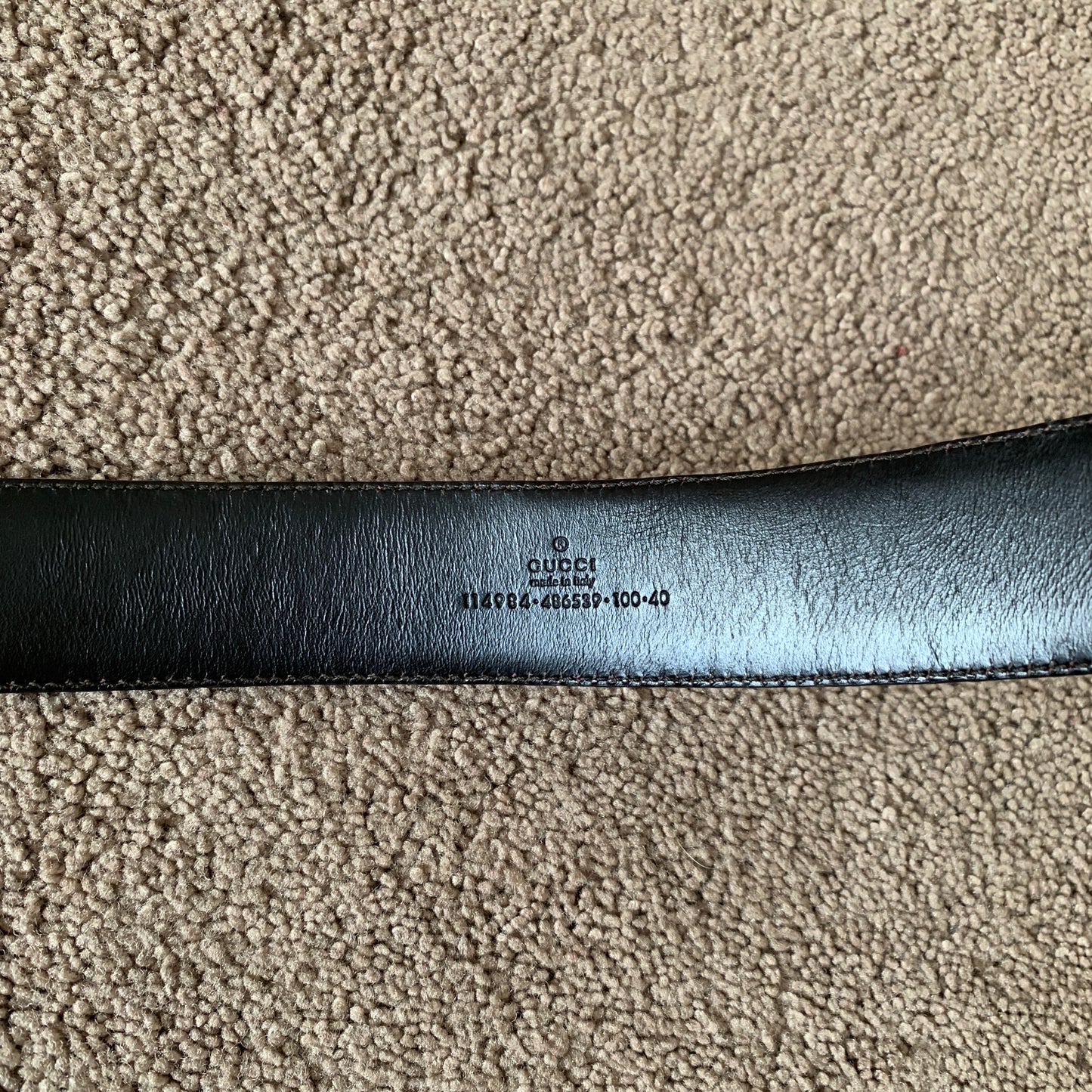 Authentic Gucci unisex signature monogram dark brown leather belt