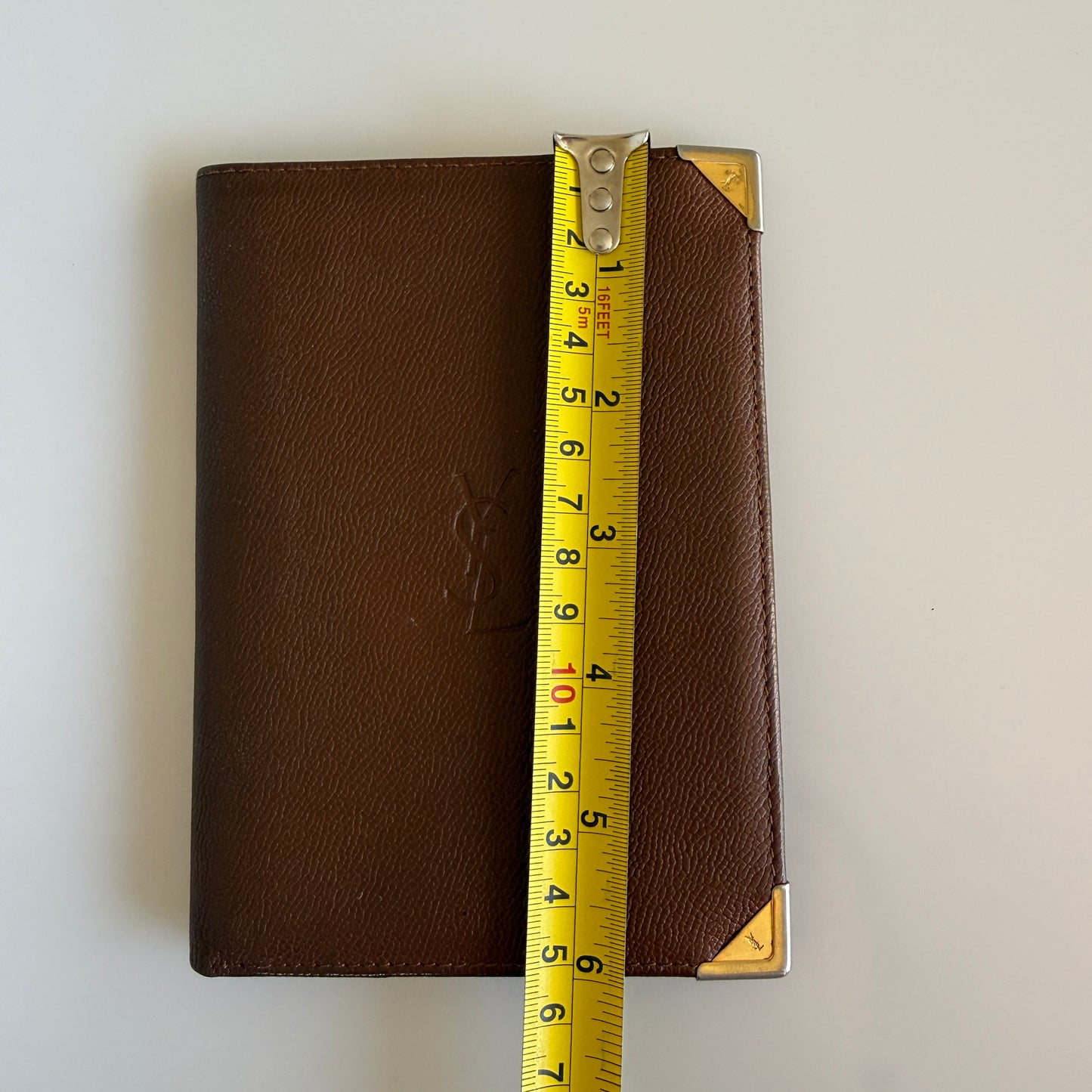 Yves Saint Laurent YSL logo brown leather wallet authentic with COA