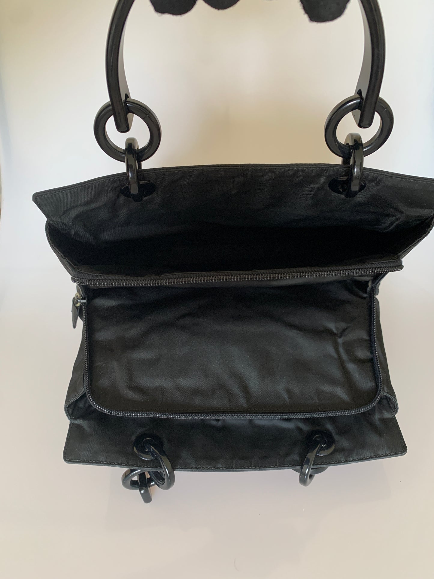 Prada black nylon triangle logo handbag authentic with COA