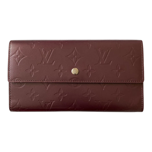 Louis Vuitton monogram Matt burgundy long wallet TH1002 Authentic with COA