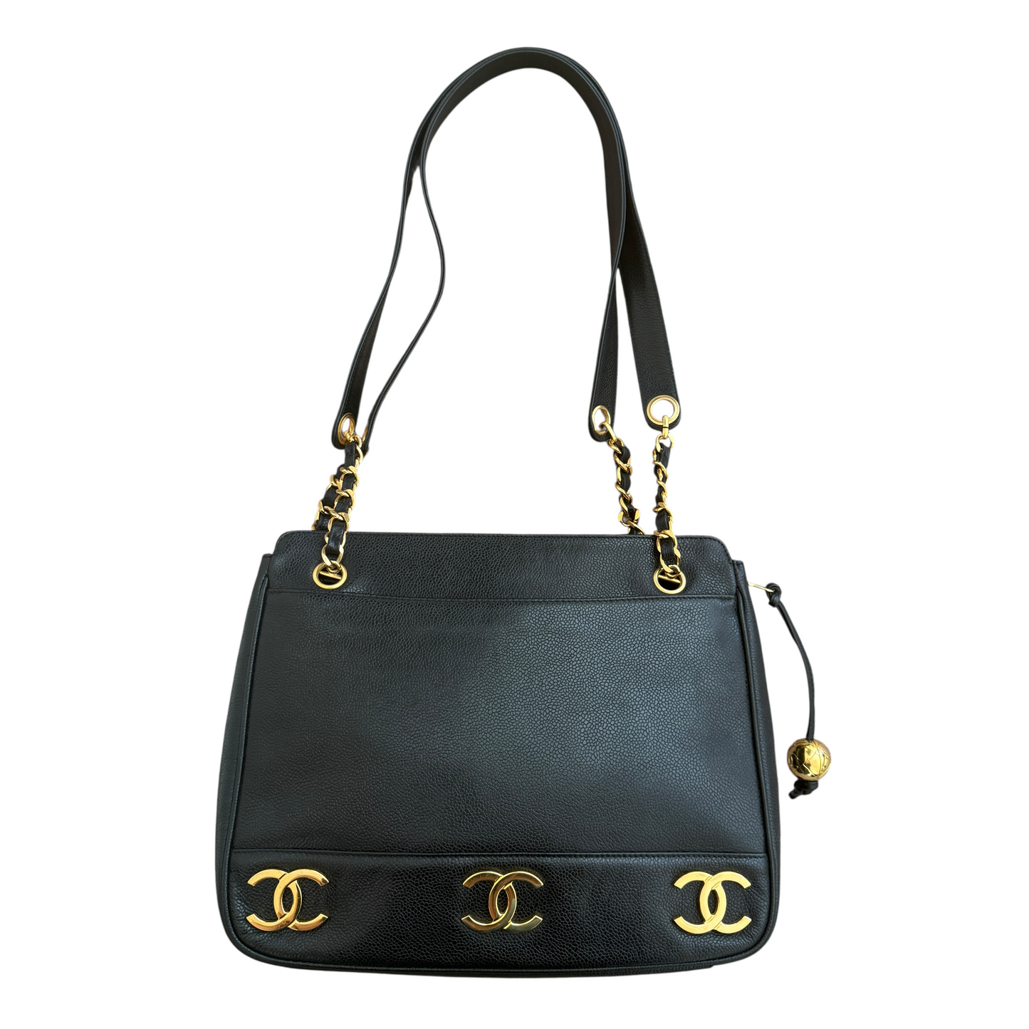 Chanel caviar triple CC black leather bag authentic with COA dust bag guarantee card