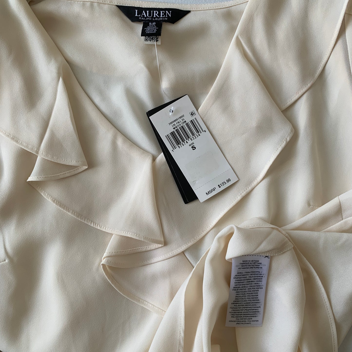 Lauren Ralph Lauren Women’s NWT cream short sleeve blouse size small