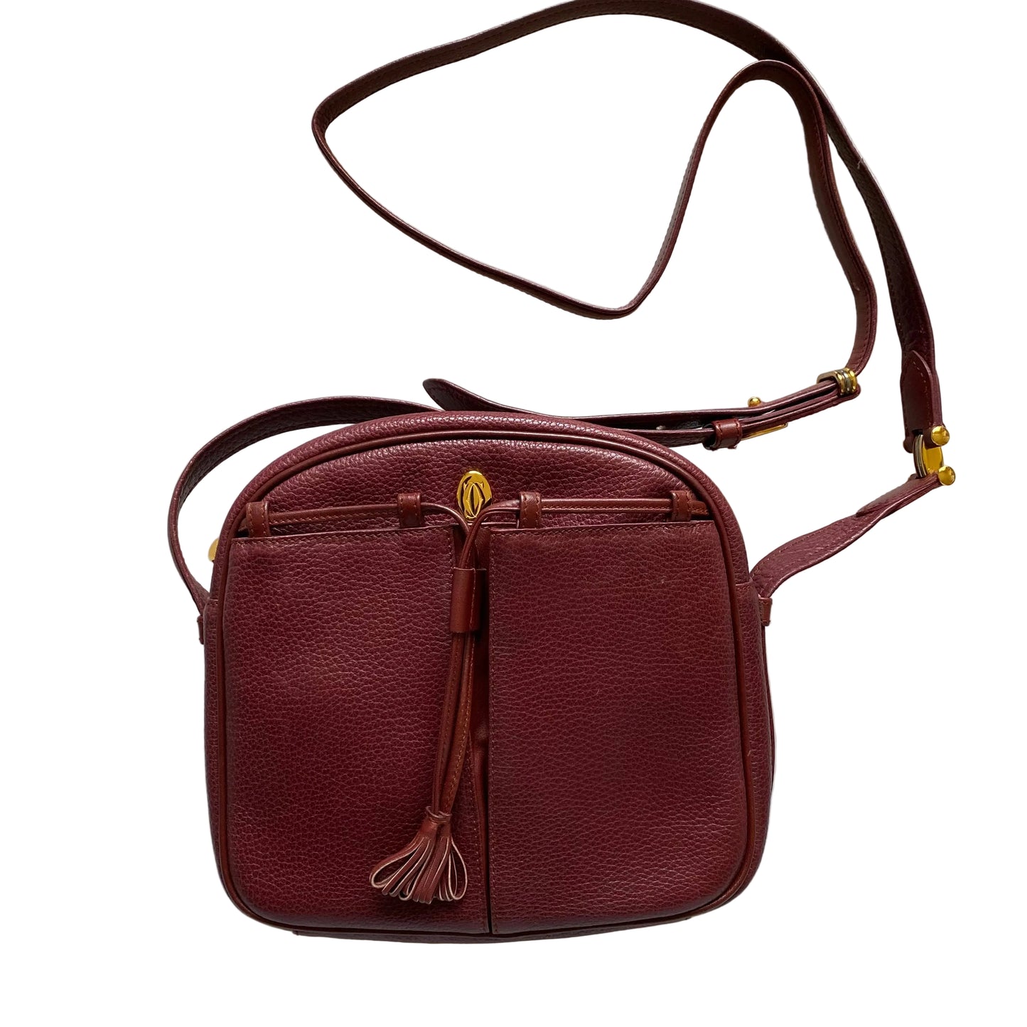 Cartier burgundy leather crossbody bag Authentic with COA