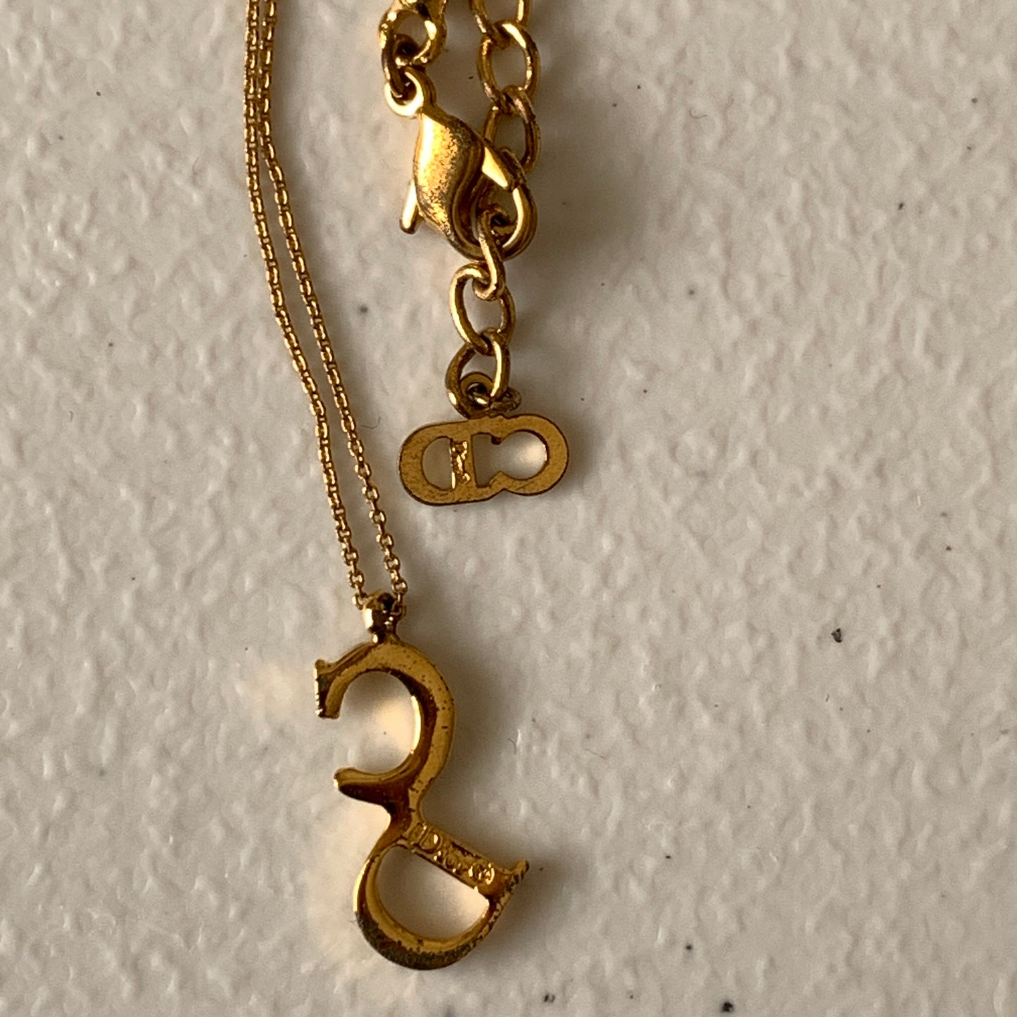 Dior CD letter pendant gold plated adjustable necklace Authentic with COA