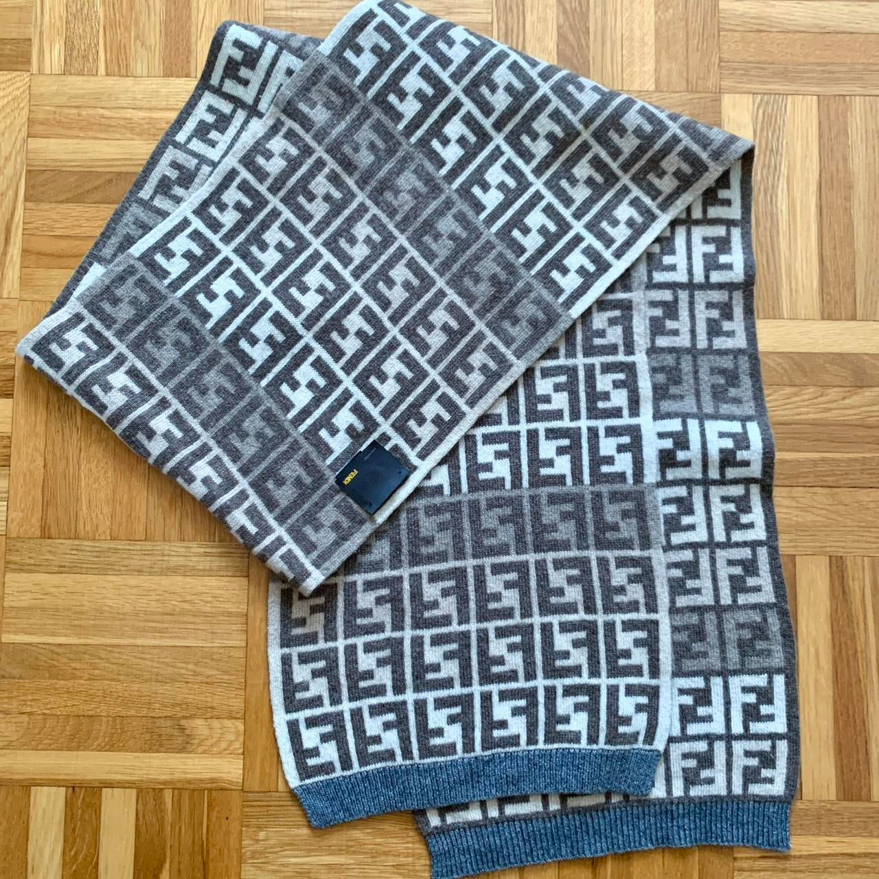 Authentic Fendi monogram women’s wool and cashmere scarf