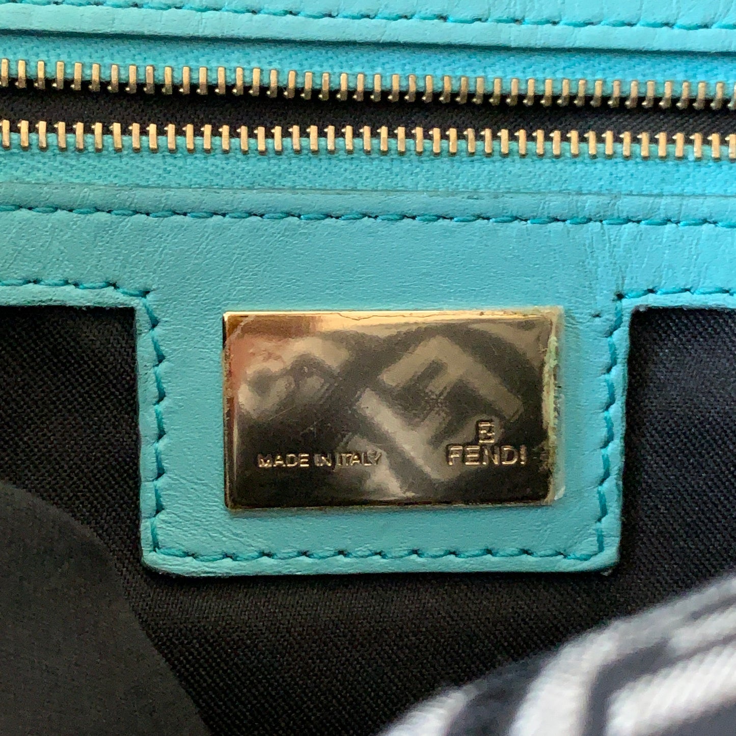 Fendi FF monogram double flap mamma baguette shoulder bag 14x9x1