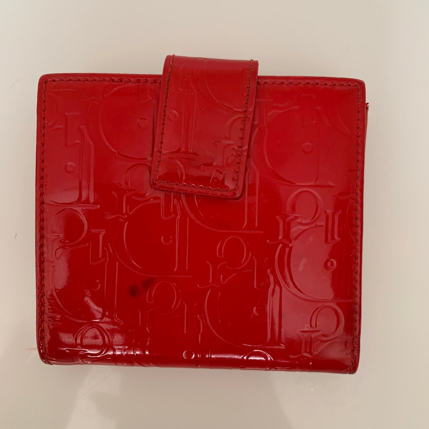 Christian Dior Red trotter logo patent leather Wallet Authentic with COA