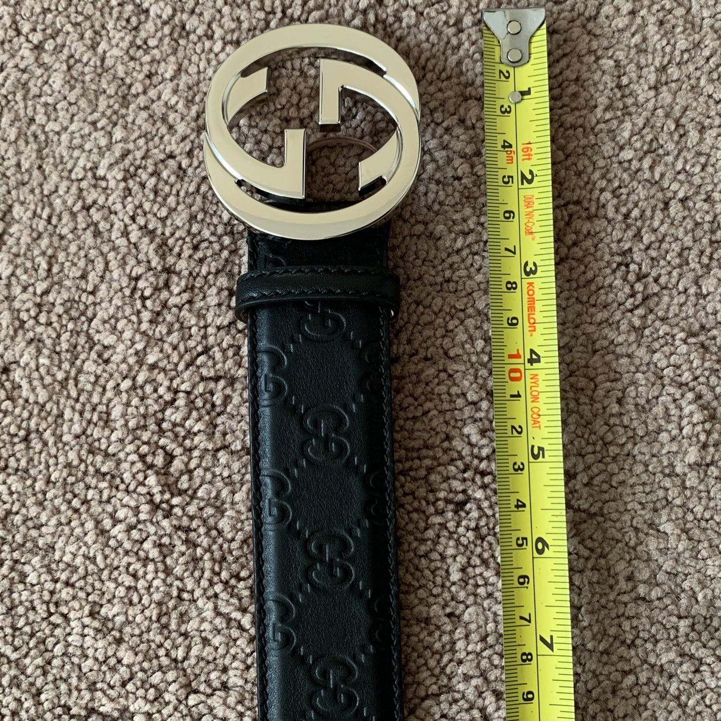 Authentic Gucci new unisex signature black leather belt with dust bag and box