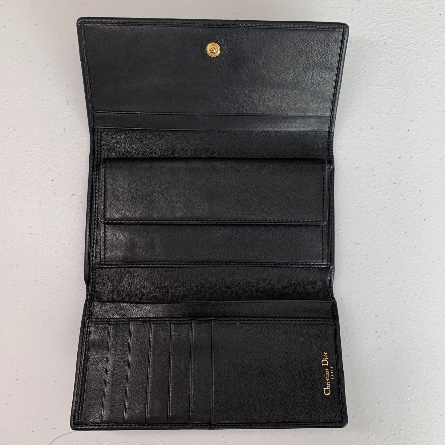 Christian Dior cannage Black leather long wallet authentic with COA