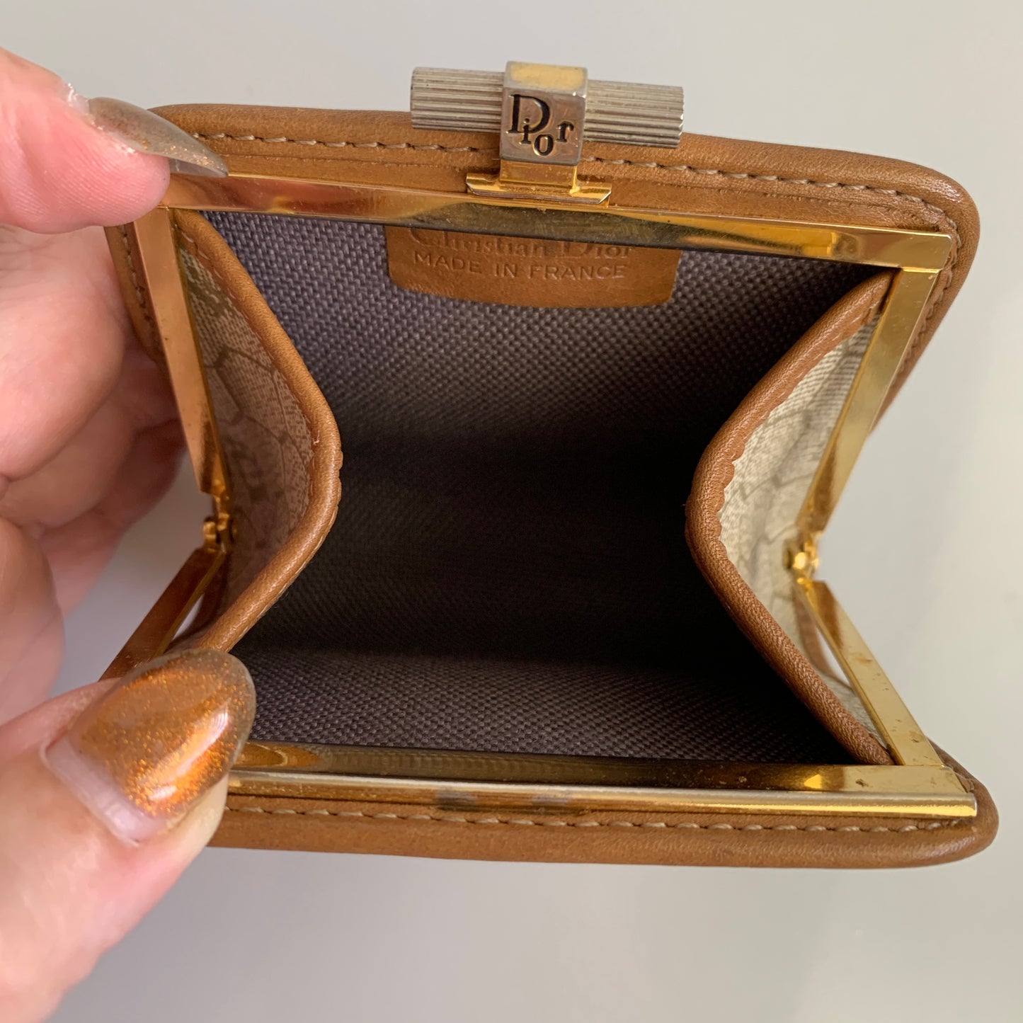 Dior vintage honeycomb Coin pouch authentic with COA 4x3.3