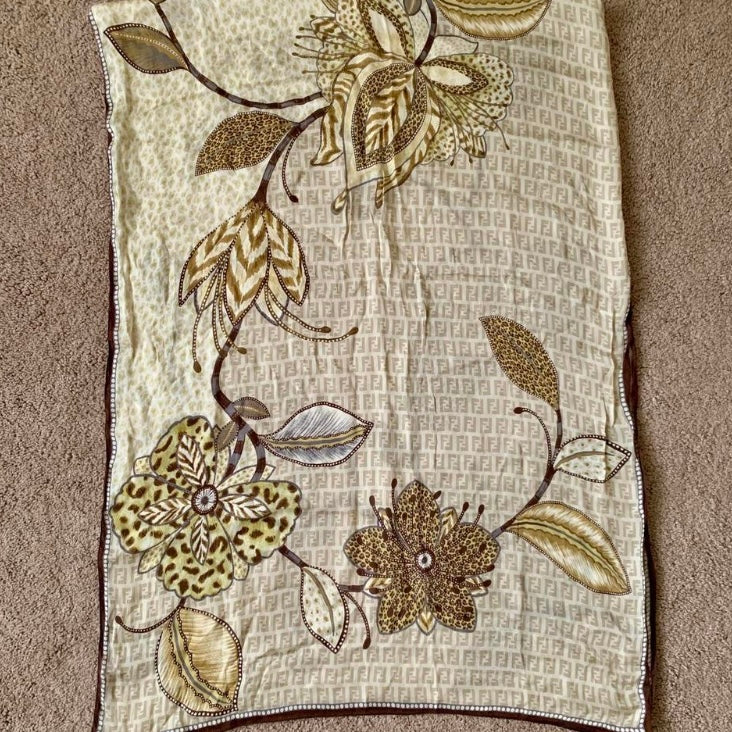 Authentic Fendi FF monogram women’s silk scarf long and large