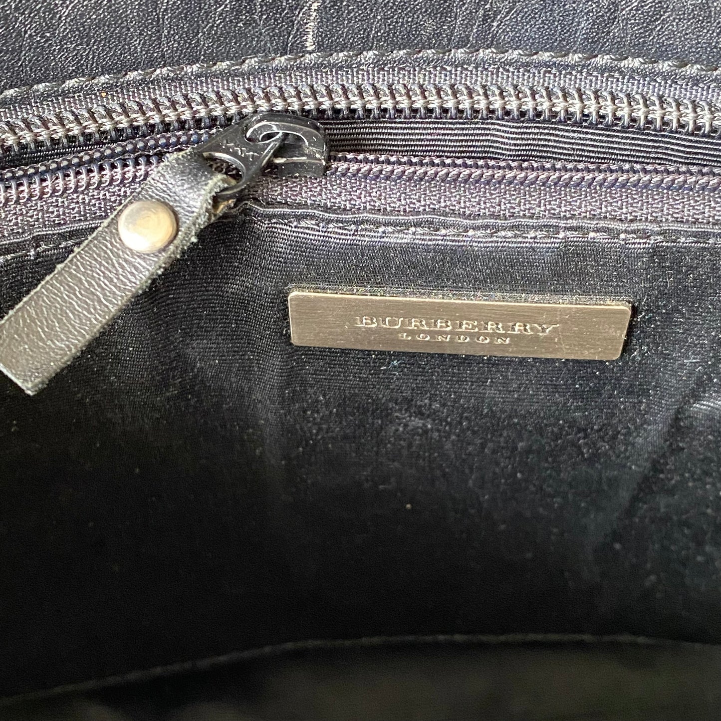 Burberry nova check black leather handbag tote bag Authentic with COA