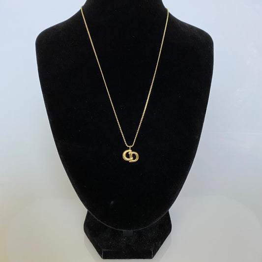 Dior CD initial pendant gold plated necklace with extender Authentic with coa