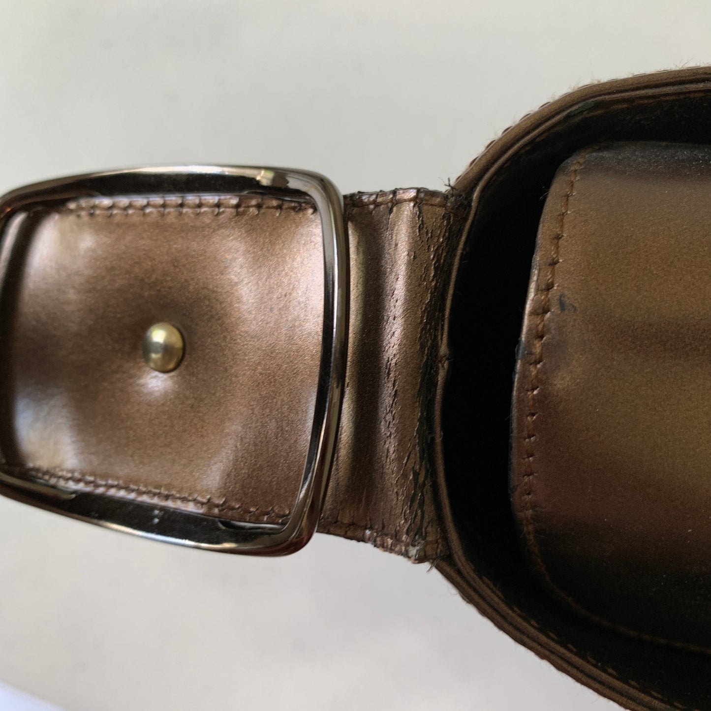 Ferragamo bronze leather shoulder bag purse authentic with COA