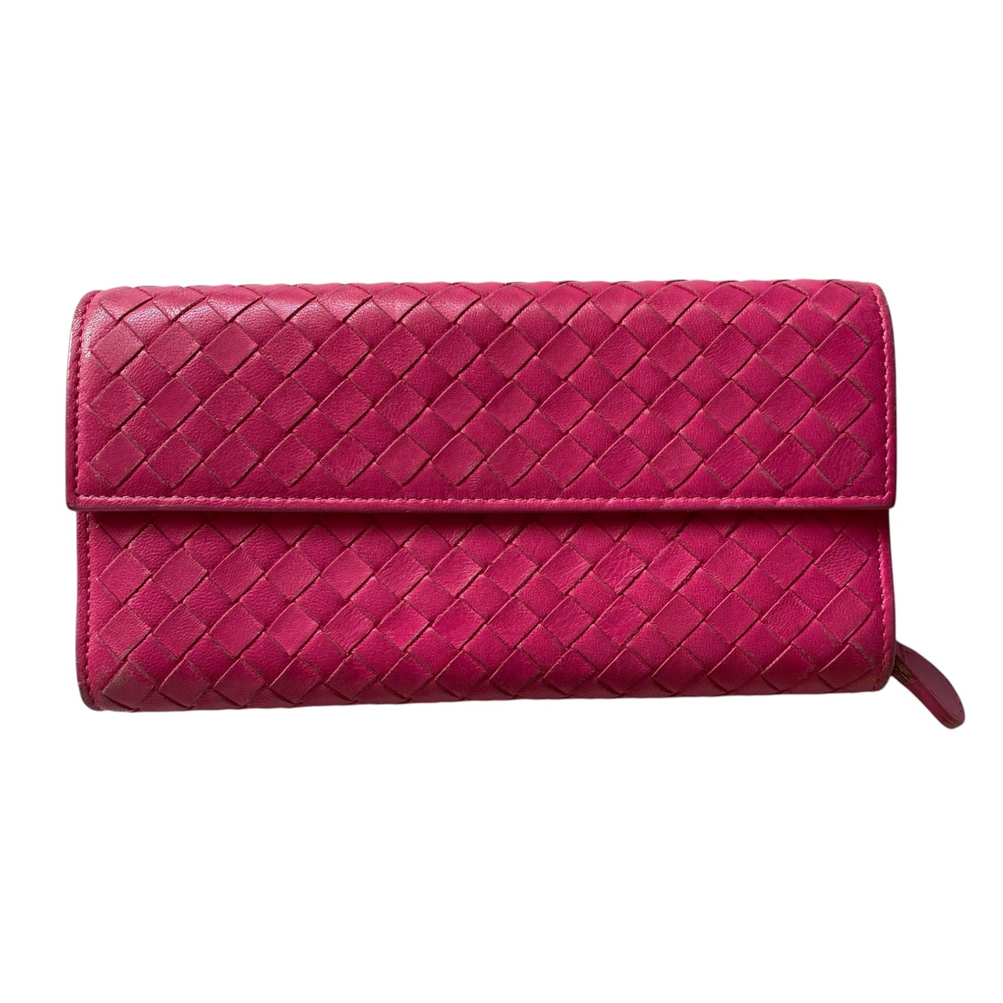 Bottega Veneta pink intrecciata long wallet Authentic with coa 7.5x4.1