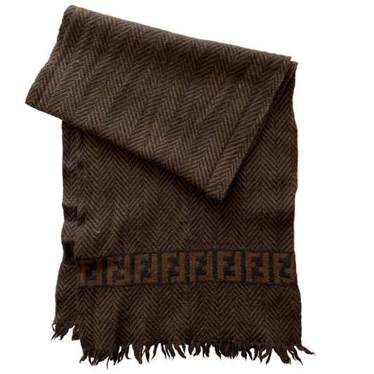 Fendi FF logo pure wool scarf authentic with coa 50 inch length 12.2 inch width