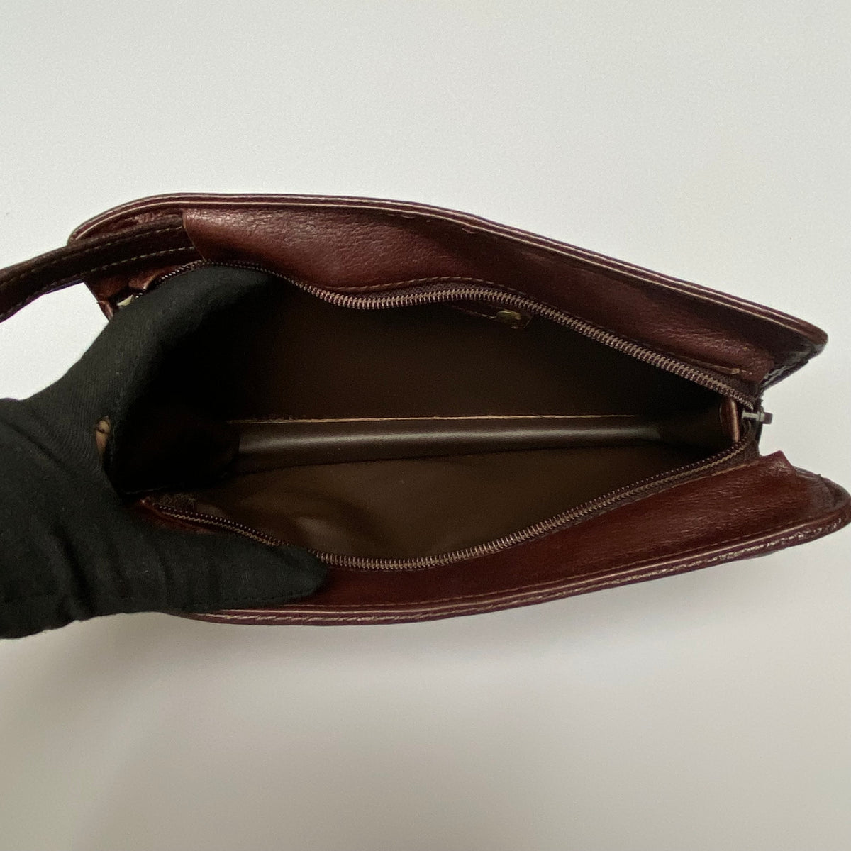 Yves Saint Laurent vintage brown leather wristlet clutch bag Authentic with COA 9.1x5.6