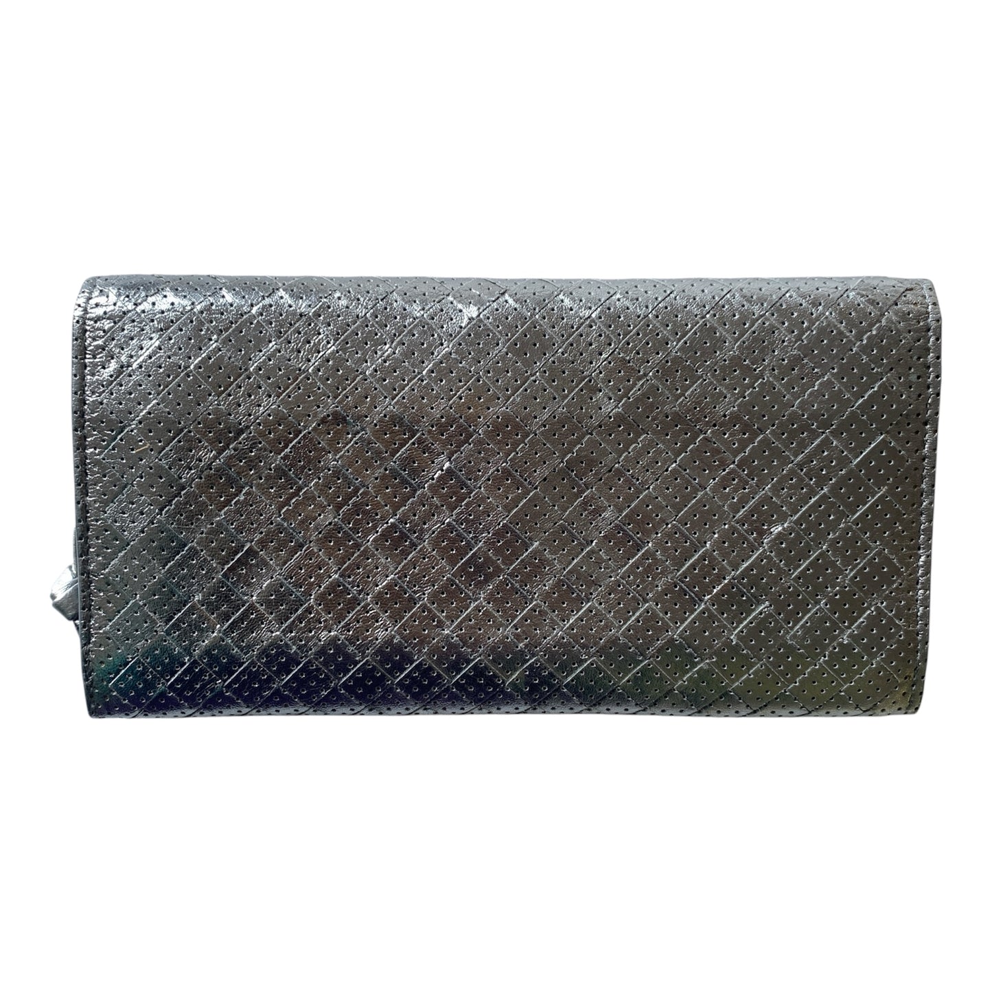 Bottega Veneta intrecciata silver long wallet Authentic with COA