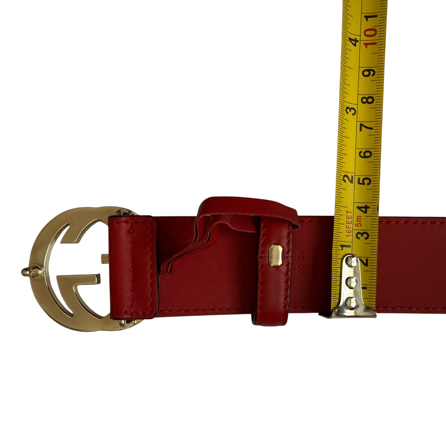 Gucci GG interlocking red leather belt size 90/36 authentic with COA