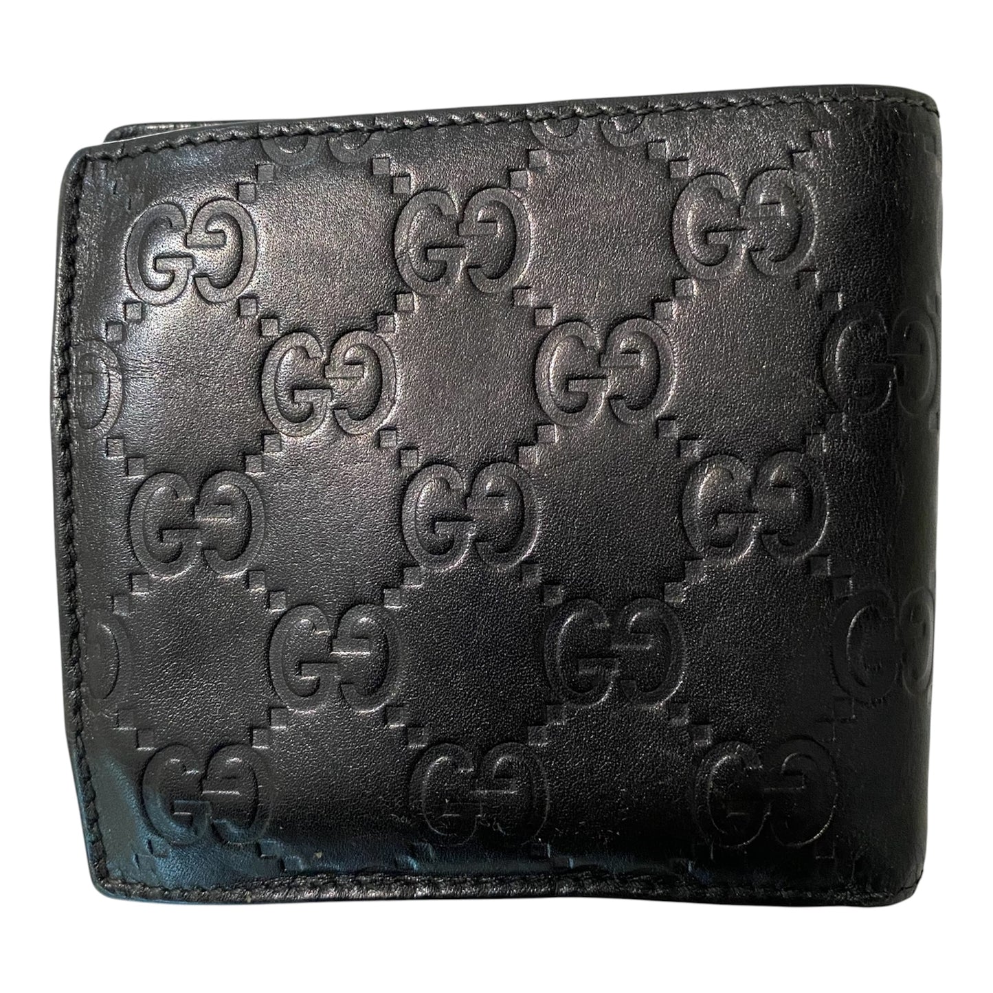 Gucci GG monogram men’s bifold black leather wallet Authentic with COA