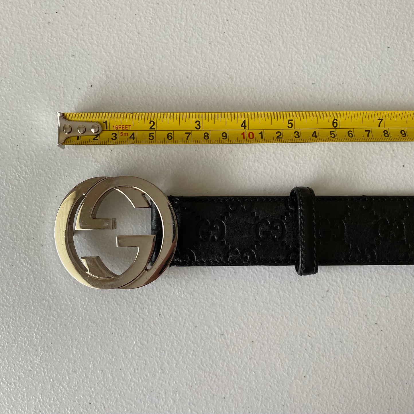Gucci unisex signature guccissima black leather belt Authentic with COA size 90 cm 36 inch length