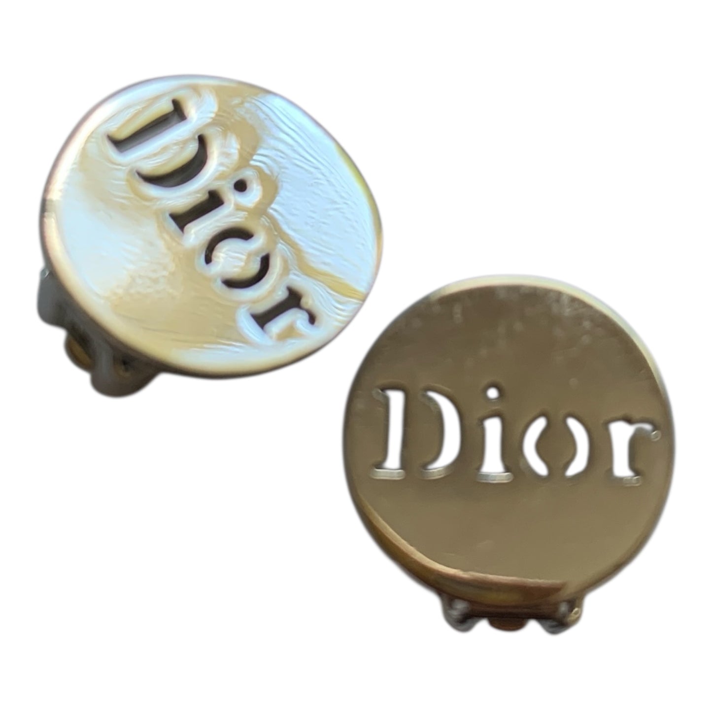 Dior logo round silver tone clip on Earring Authentic with COA 2cm