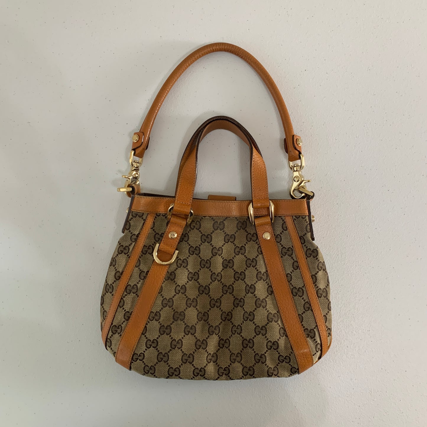 Gucci monogram canvas and orange leather shoulder bag Handbag authentic with CO
