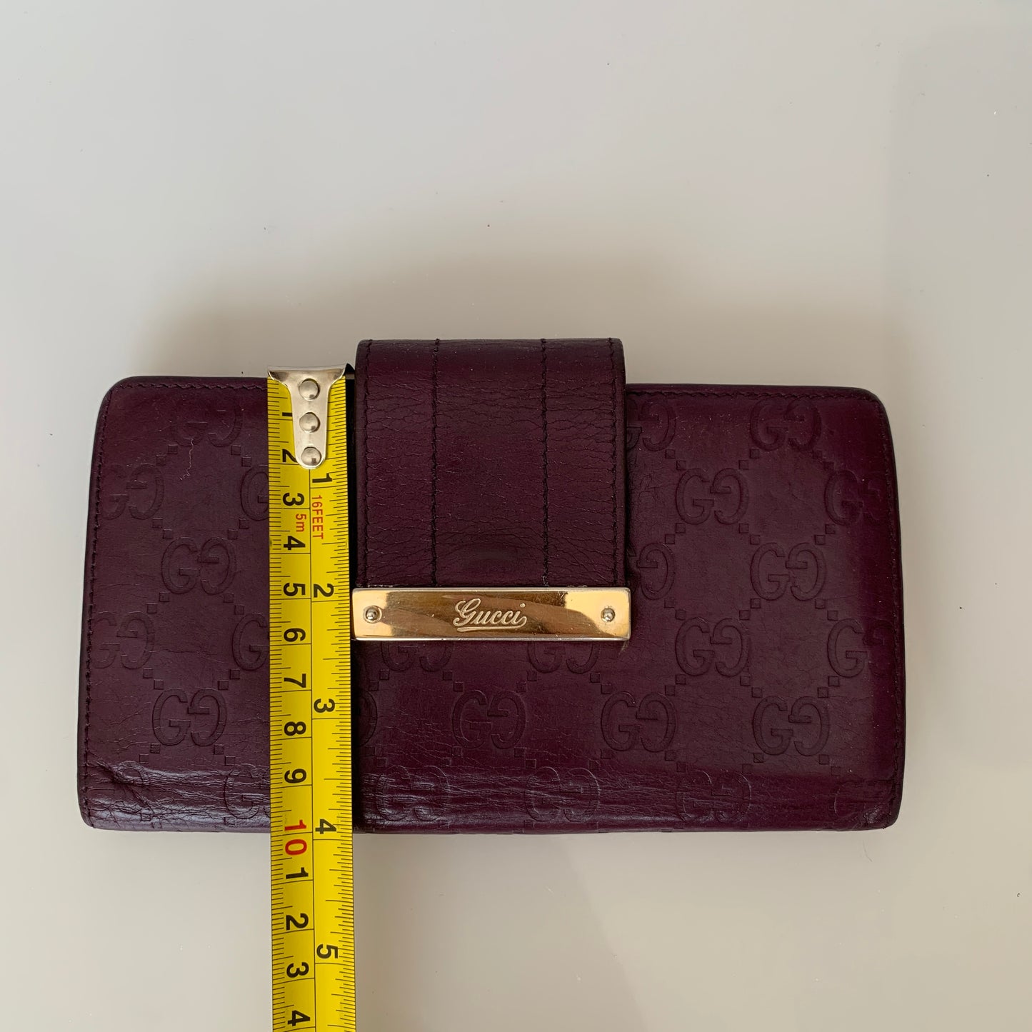 Gucci Women’s monogram guccissima purple leather wallet long authentic with COA
