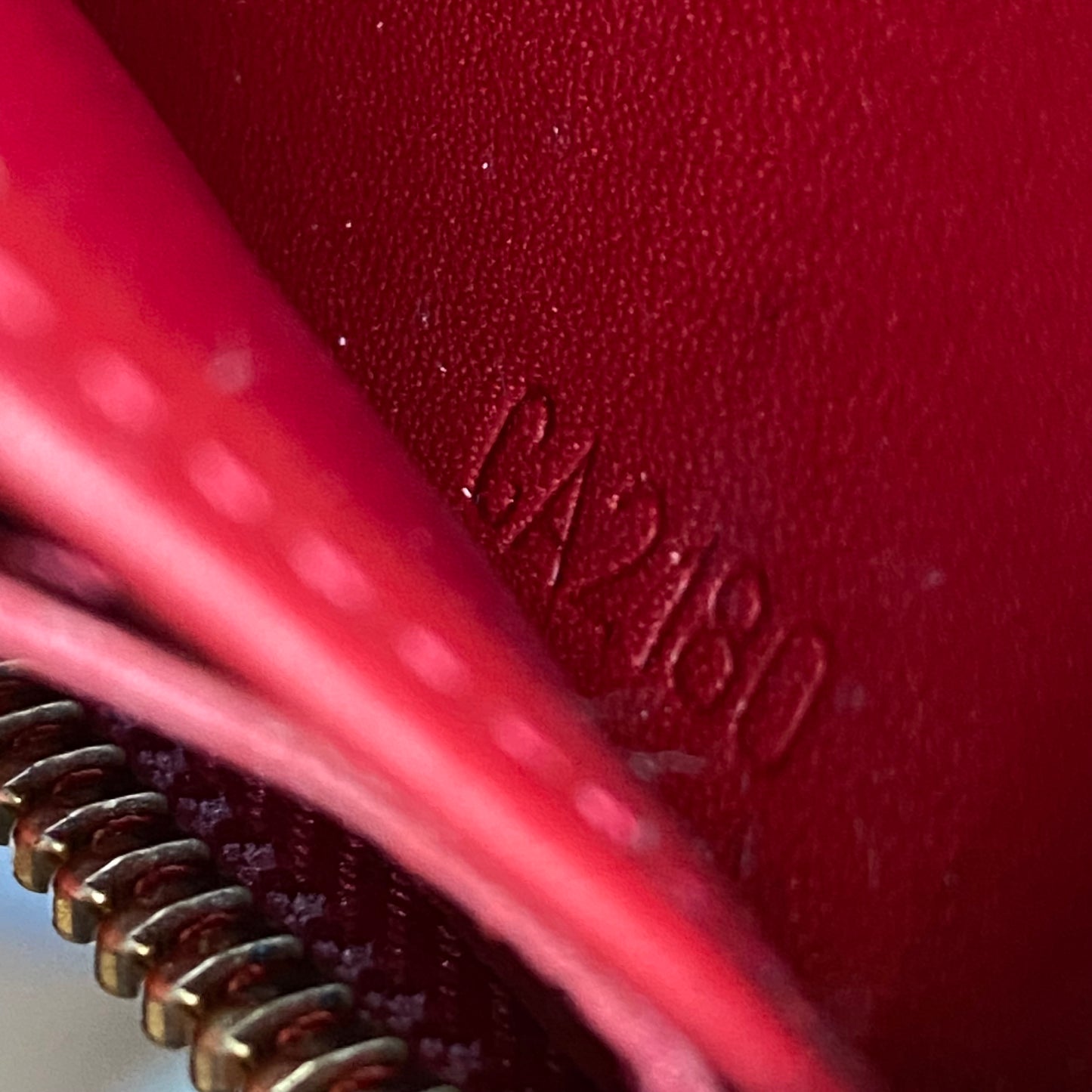Louis Vuitton monogram red Vernis patent leather zippy wallet CA2180 Authentic with coa