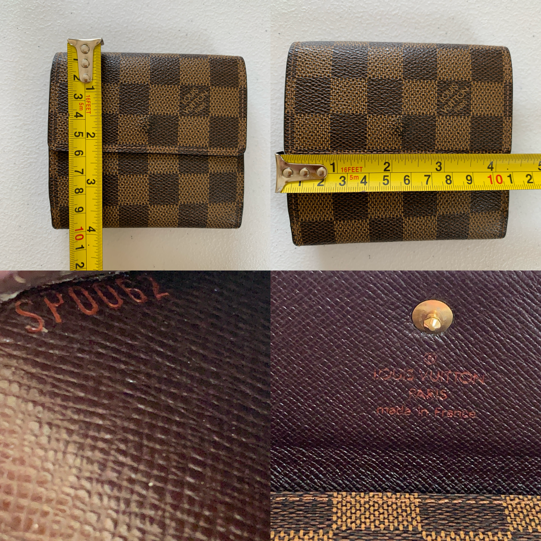 Louis Vuitton damier ebene compact trifold wallet sp0067 authentic with COA
