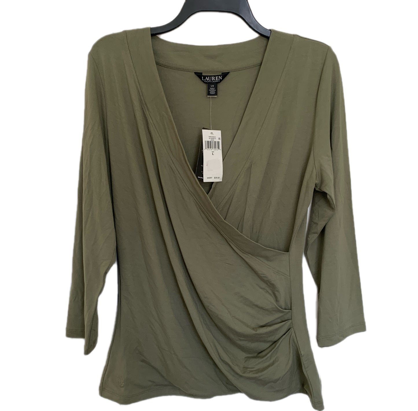 Lauren Ralph Lauren Women’s NWT green 3/4 sleeve v neck shirt size large