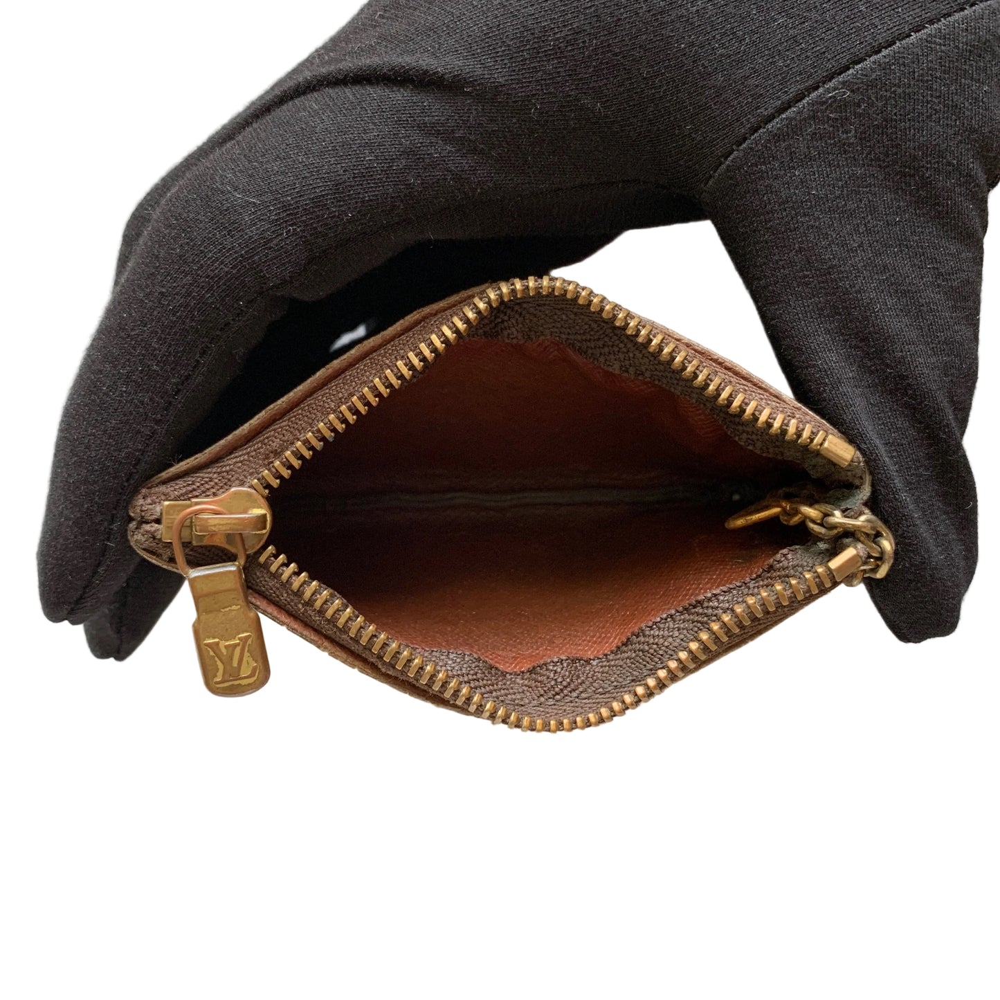 Louis Vuitton monogram vintage brown key pouch CA authentic with COA