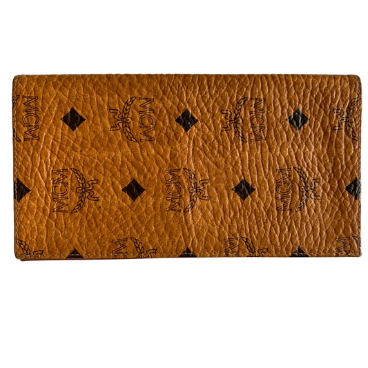 MCM cognac unisex bifold long wallet authentic with COA
