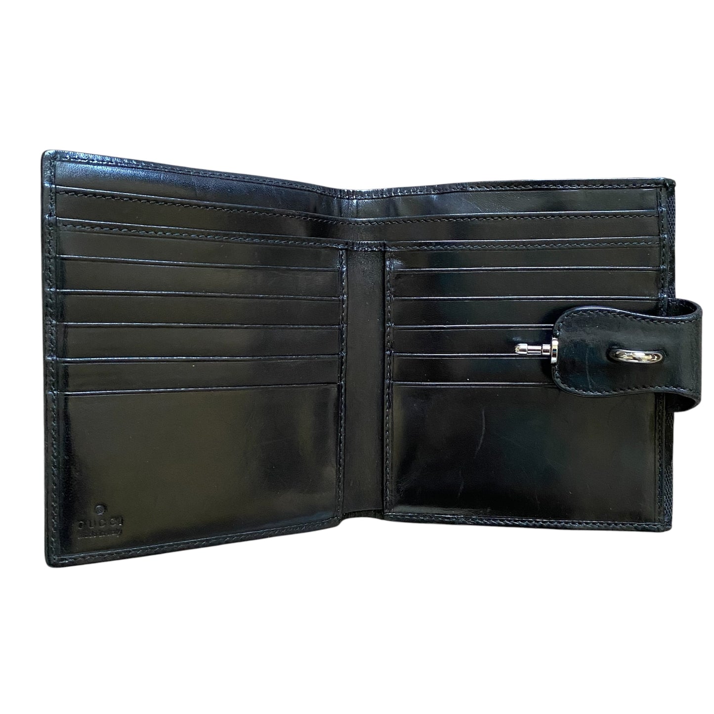 Gucci GG monogram black compact wallet authentic with COA 4.7x4.1