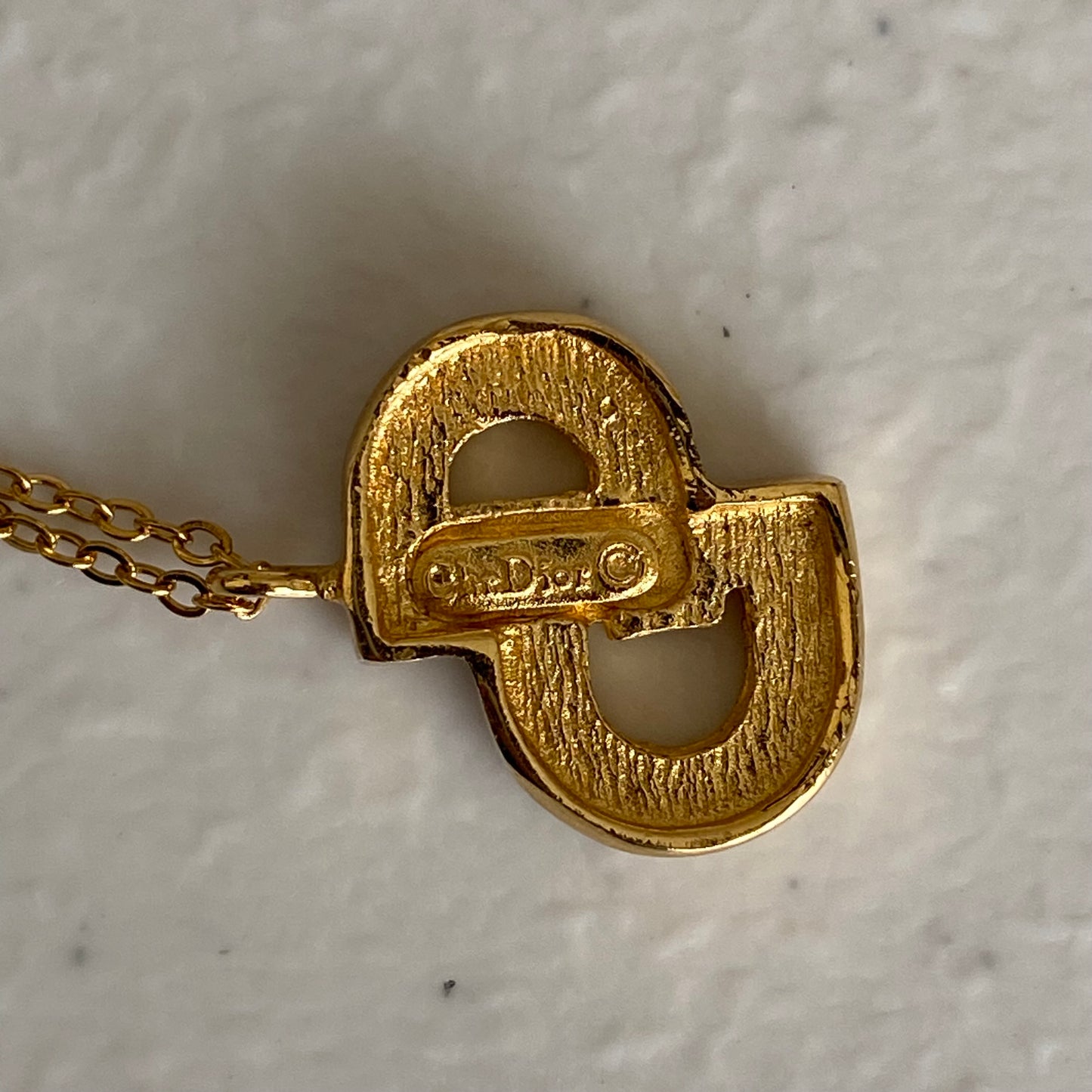 Dior gold plated necklace CD pendant with Authentic with coa