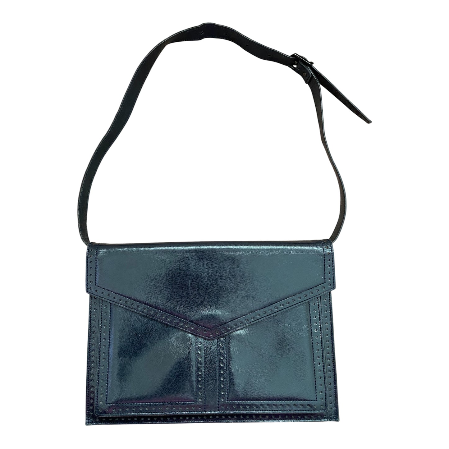 Yves Saint Laurent vintage navy leather shoulder bag Authentic with COA 10.5x7.5x2.5
