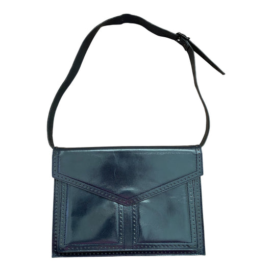 Yves Saint Laurent vintage navy leather shoulder bag Authentic with COA 10.5x7.5x2.5