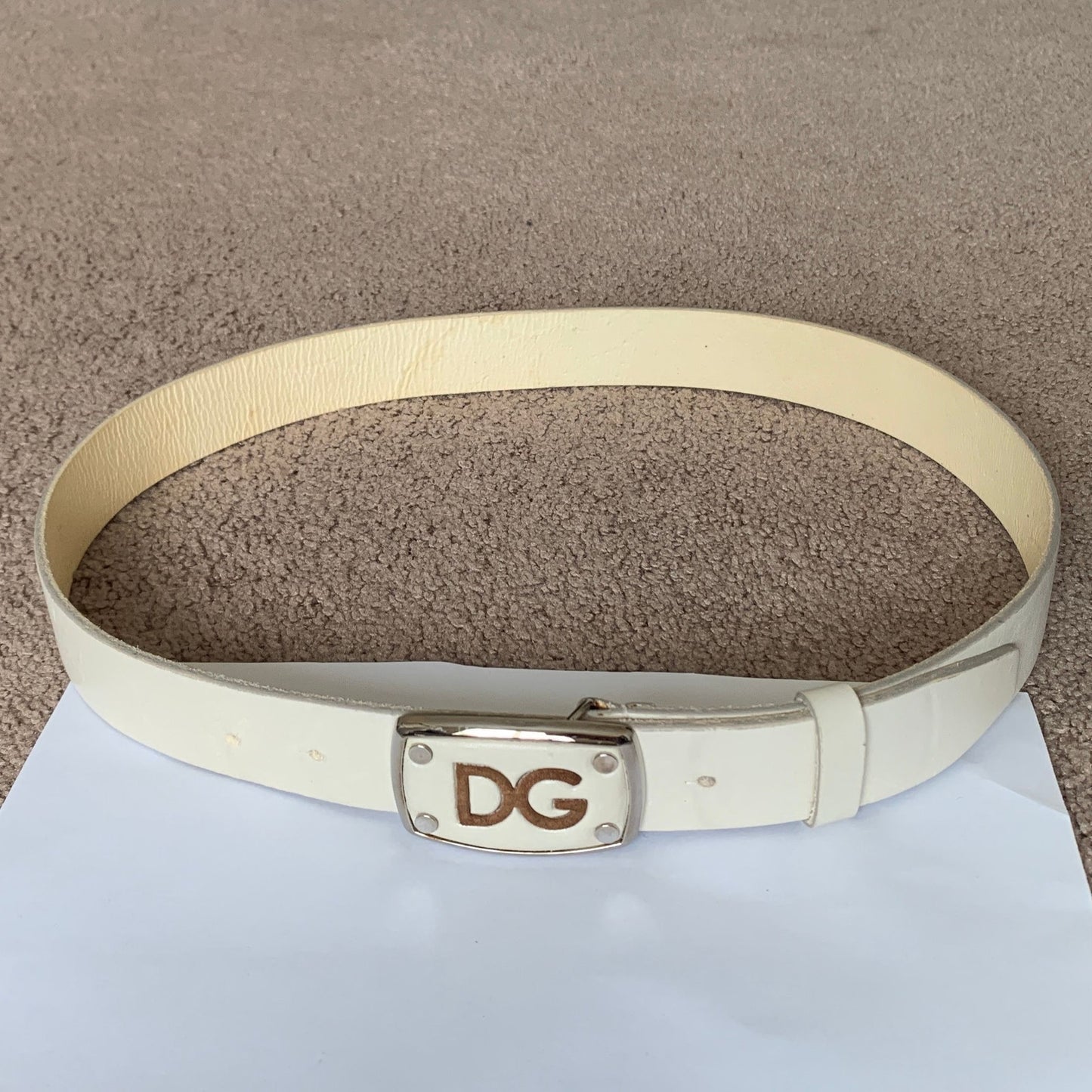 DG1021 Dolce & Gabbana unisex women's men's ivory leather belt