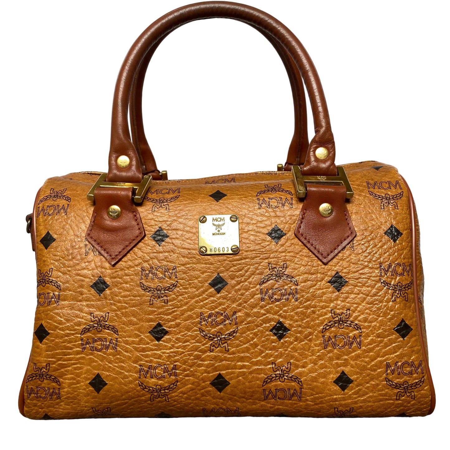 MCM cognac Boston handbag Authentic with coa