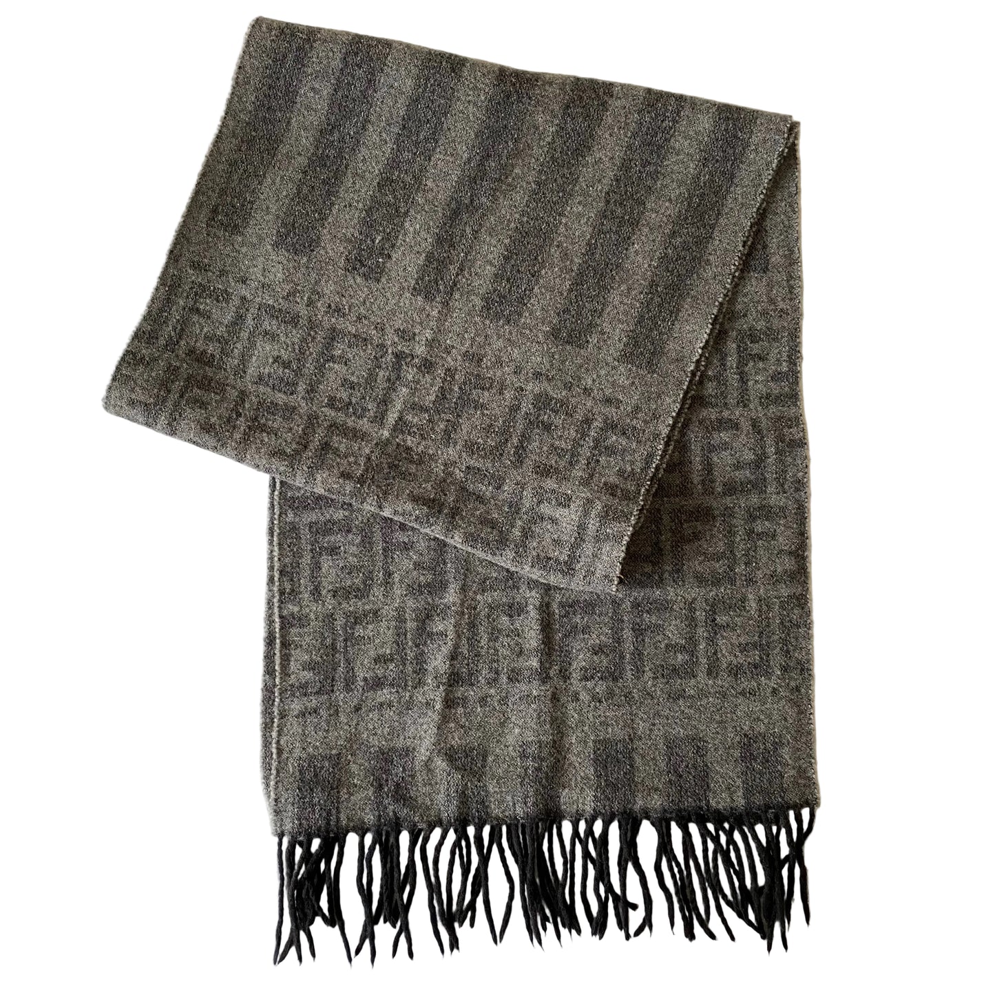 Fendi monogram unisex pure wool scarf authentic with coa 62 inch length 12.8 inch width