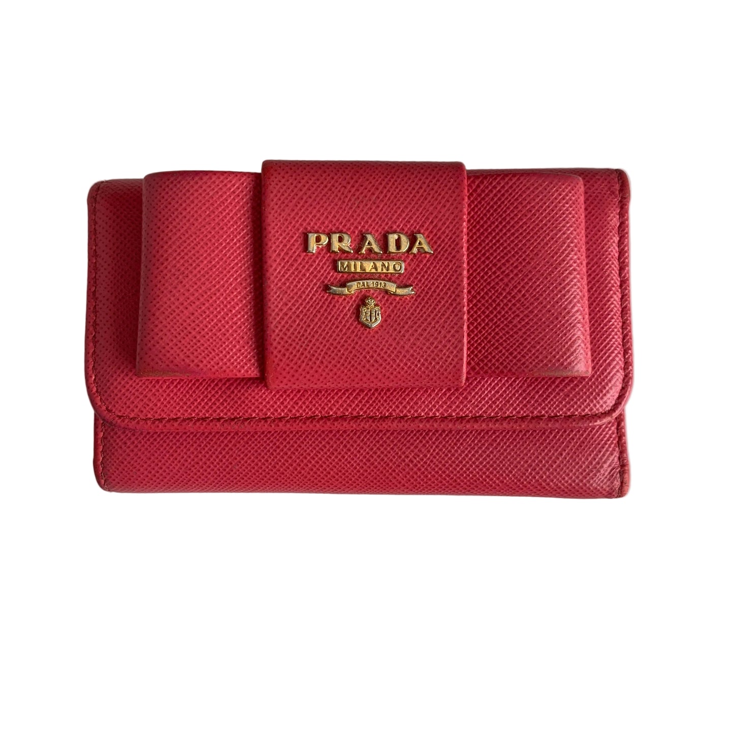 Prada pink leather key holder wallet authentic with COA